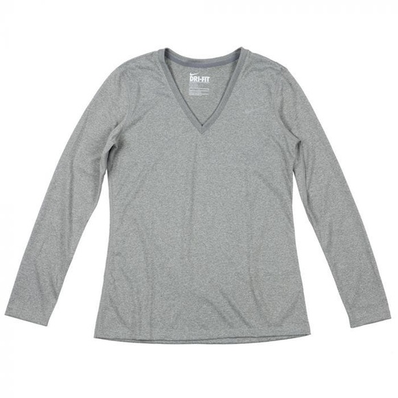 Nike Tops - Nike Dri Fit gray long sleeve v-neck